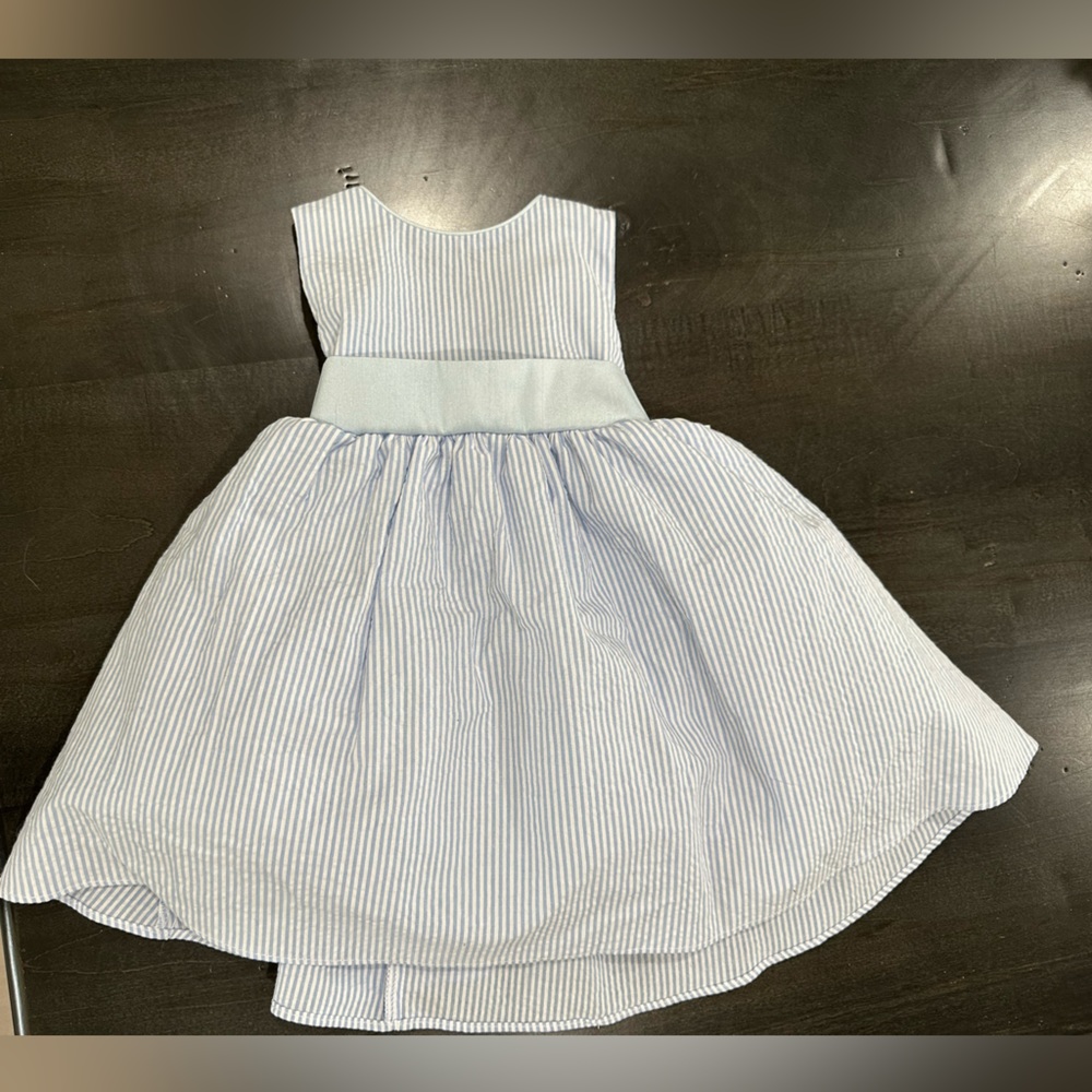 Pink Princess Blue Seersucker Dress size 6-12 months